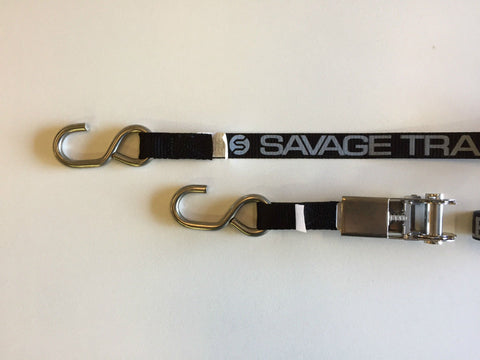 Savage Trailers Stainless Steel Boat Trailer Transom Ratchet Tie Down Straps - 250kg (Pair)