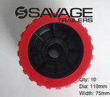 4" Boat Trailer Wobble Roller 110x75mm x 10 Rollers - Various Colours