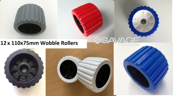 4" Boat Trailer Wobble Roller 110x75mm x 12 Rollers - Various Colours