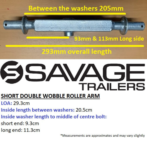 Galvanised Boat Trailer Double Wobble Roller Arm Short - Image 3